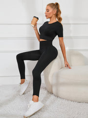 Yoga Workout Set Crop Top & Seamless Leggings Activewear