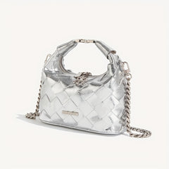 Versatile Chain Handbag for Women with Woven Dumpling Design