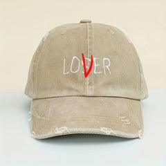 LOSER Embroidery Ponytail Baseball Cap Washed Distressed Ripped Cotton Sun Hat