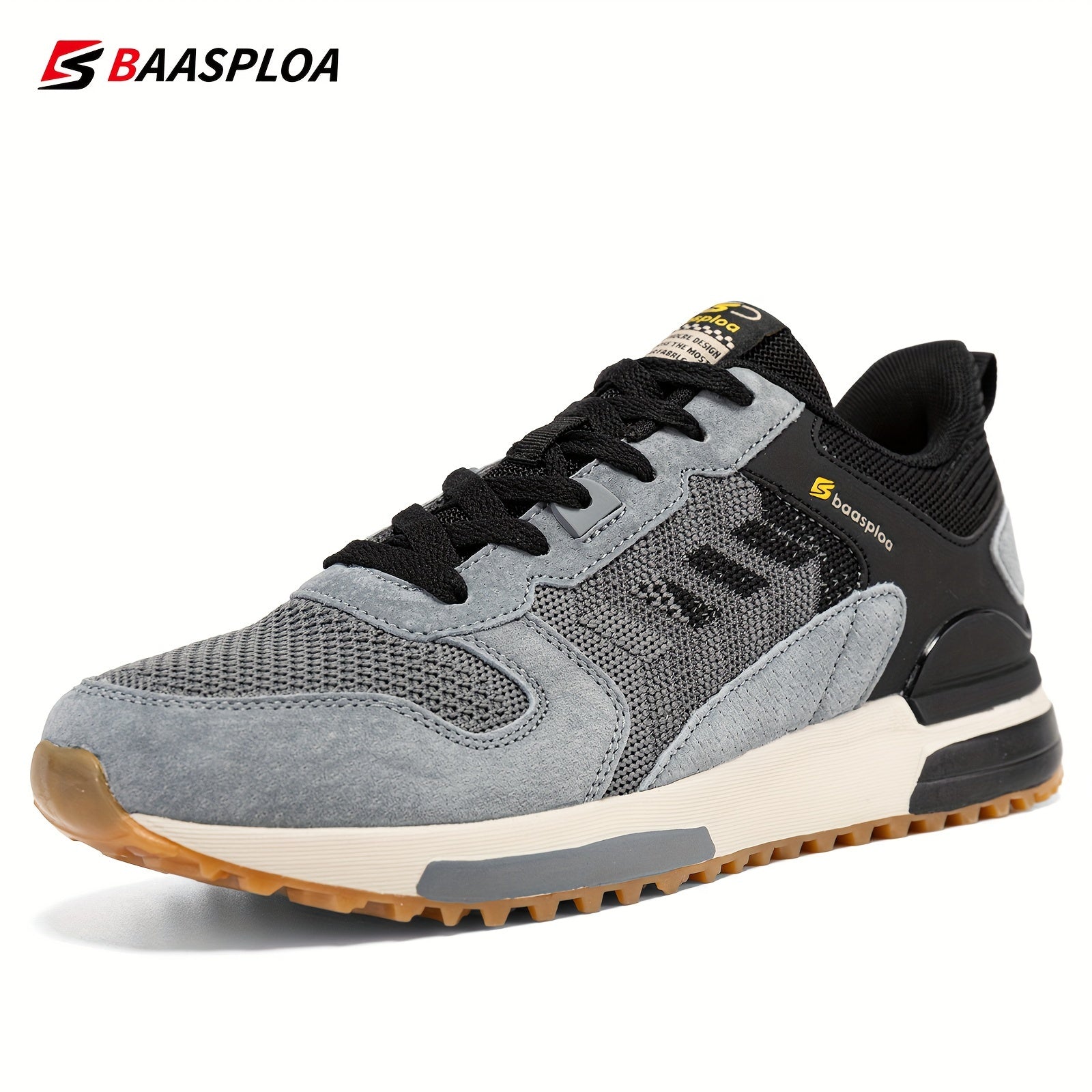 Baasploa Men's Vintage Sneakers Non Slip Lace Up Casual Shoes