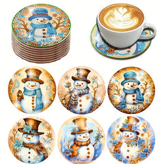 6pcs DIY Diamond Painting Coasters Snowman Christmas Art Kit