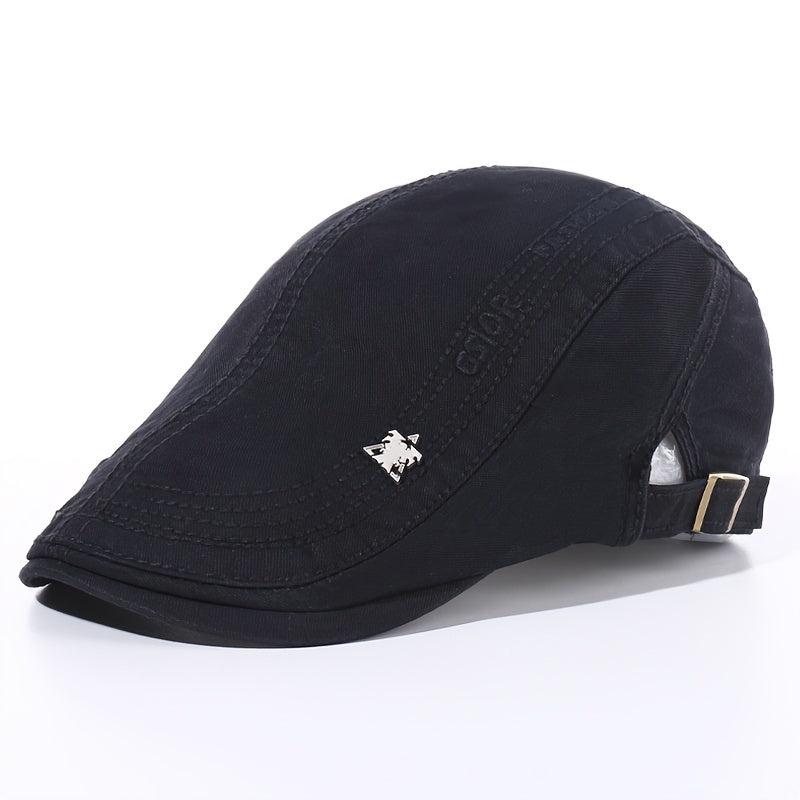 Men's Skull Iron Mark Embroidery Letter Beret Outdoor Travel Duck Tongue Hat