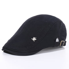 Men's Skull Iron Mark Embroidery Letter Beret Outdoor Travel Duck Tongue Hat