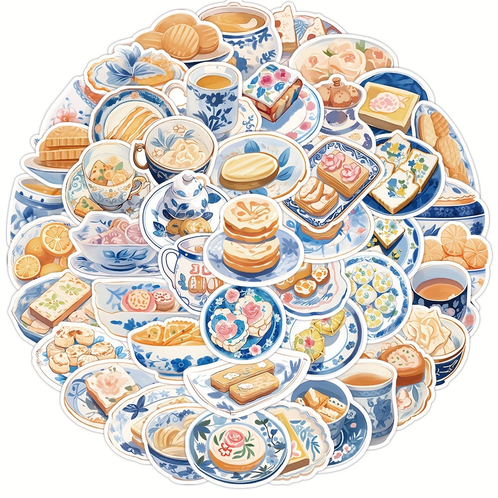 60pcs Porcelain Food Stickers for Luggage, Phones, Laptops