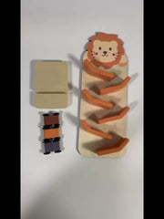 Colorful Wooden Lion Slide Track Toy for Kids