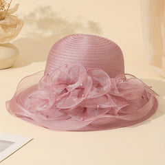 Organza Bucket Hat Mesh Breathable UV Protection Sun Hat Women