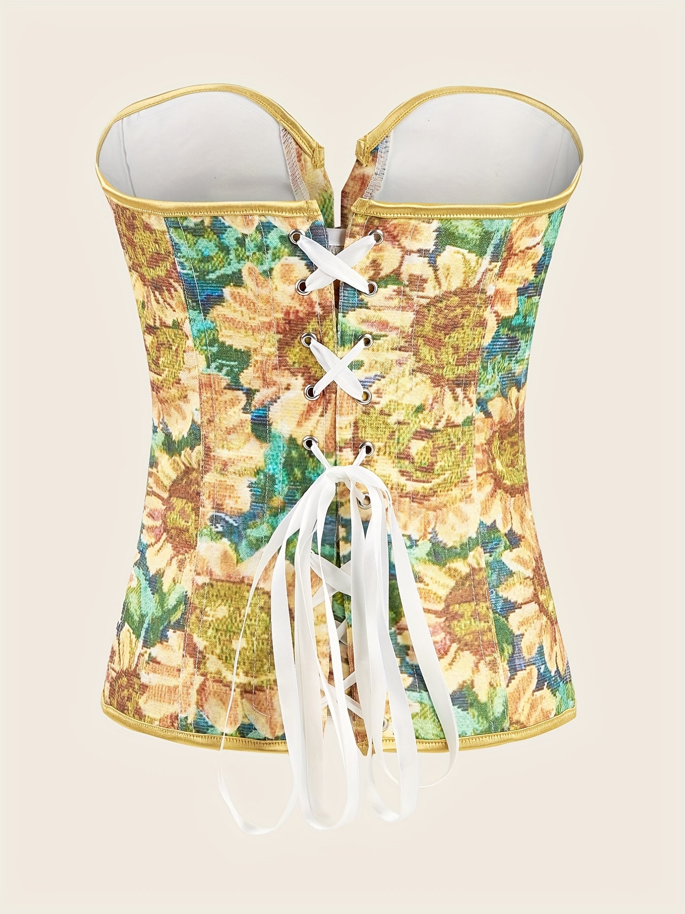 Corset Women's Plus Painting Print Grommet Lace Up Back Tummy Control