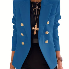 Double Breasted Lapel Blazer Solid Open Front Long Sleeve