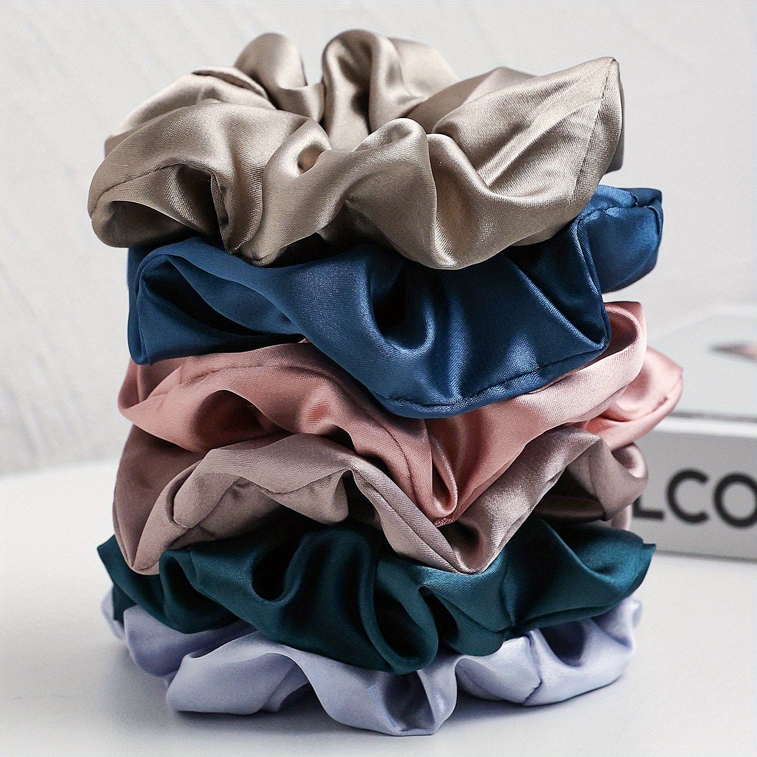 6pcs Silk Satin Scrunchies Elastic Ponytail Holder Hair Tie