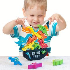 15-Piece Dinosaur Toy Set for Kids 3+ with Wooden Balance Game