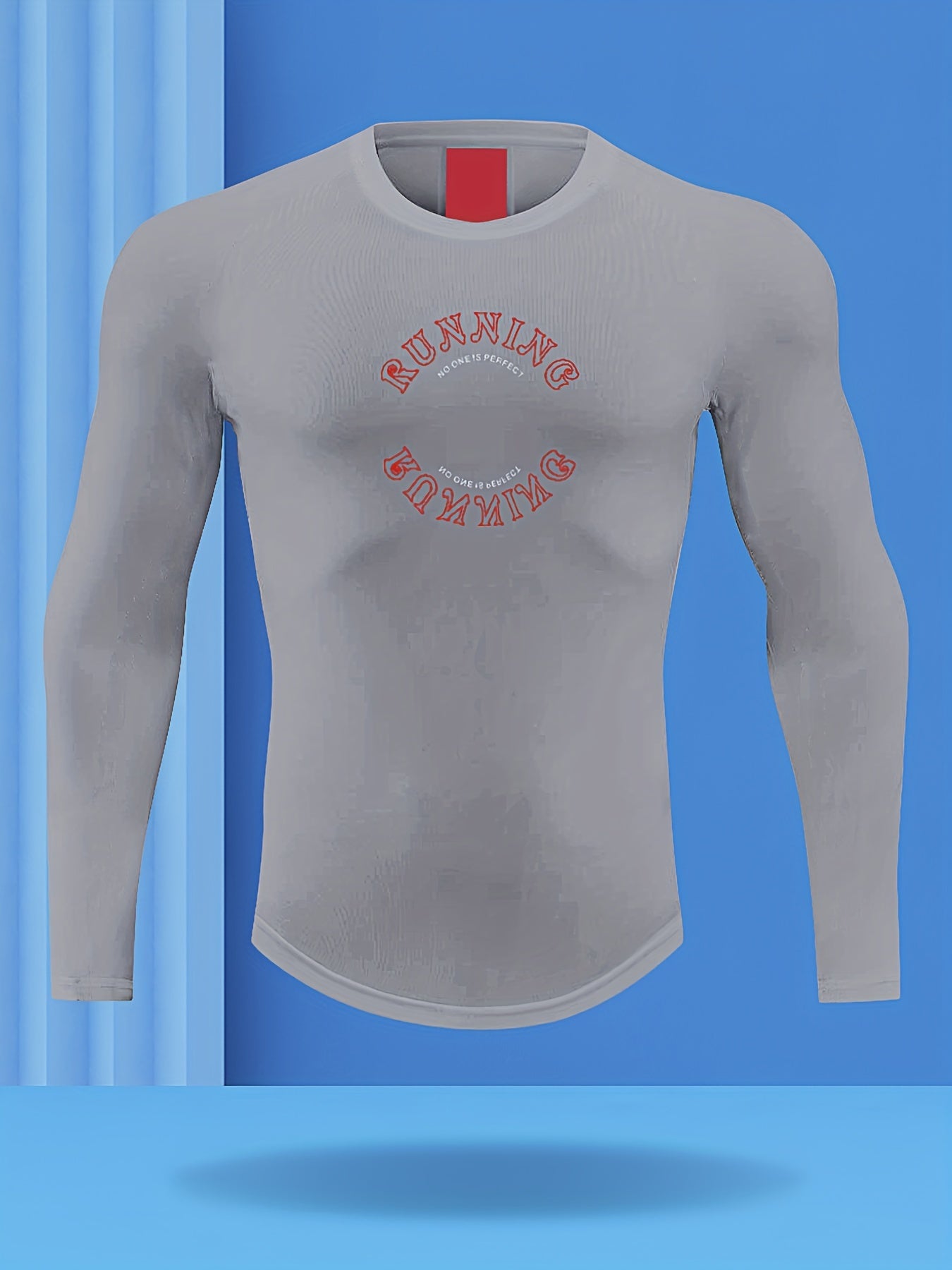 Men's Running Print Workout Shirt Active Breathable Compression Base Layer