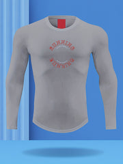 Men's Running Print Workout Shirt Active Breathable Compression Base Layer