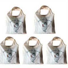 5pcs Folding Cloth Shopping Bag - Large Capacity Supermarket Tote B