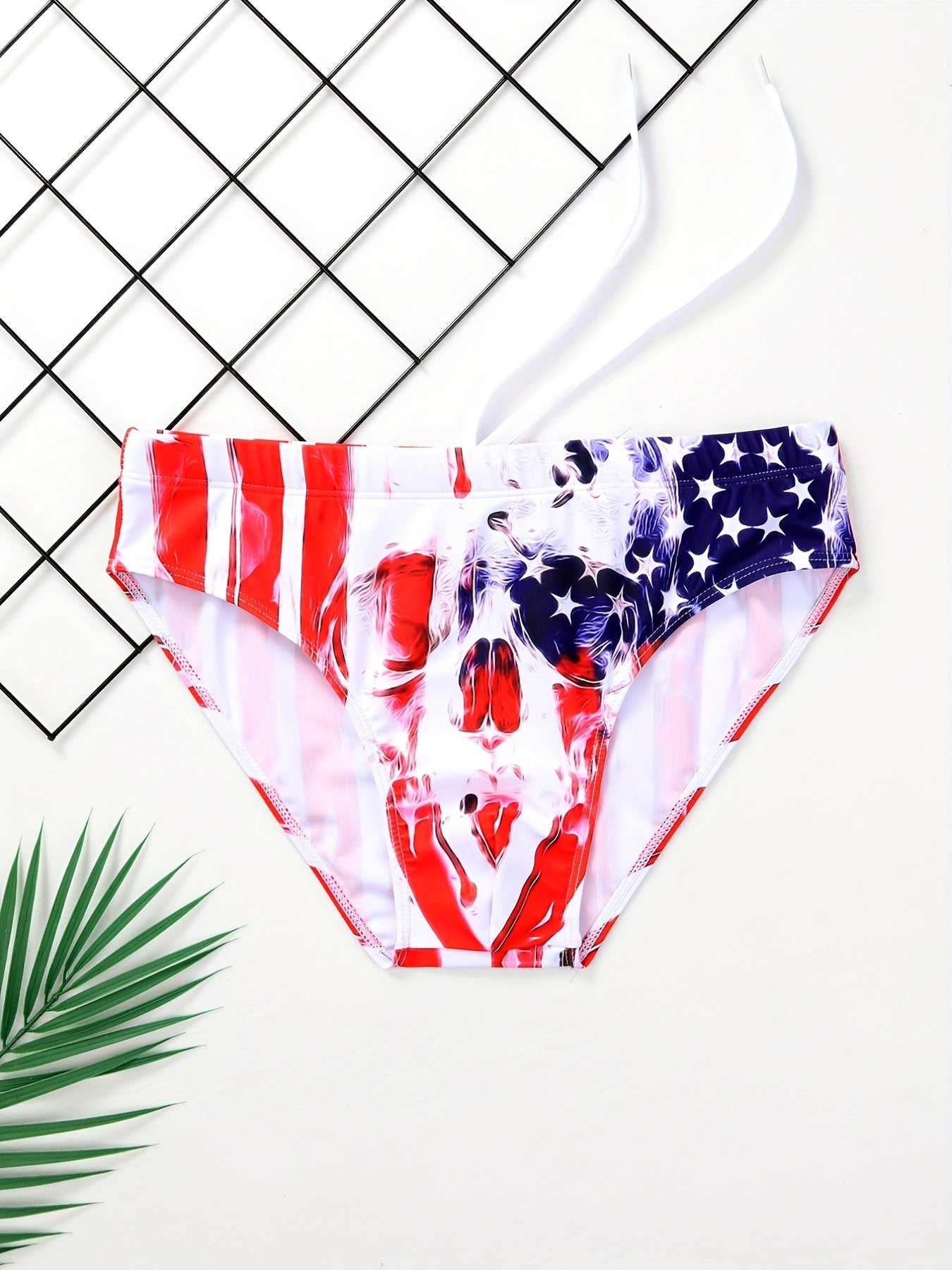 US Flag Print Men's Swimsuit Brief Quick Dry Swim Briefs Bikini Swimwear