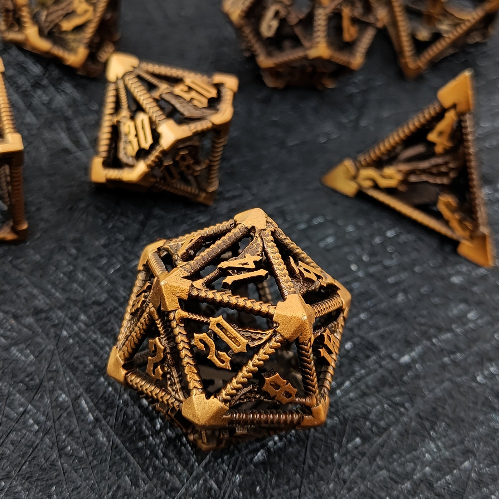 7pcs Metal Hollow Large Polyhedral Dice Set for RPG