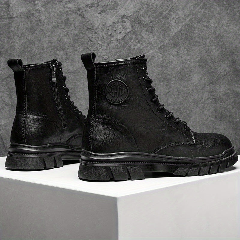 Men's Lace-up Ankle Boots Zipper Casual Walking Shoes