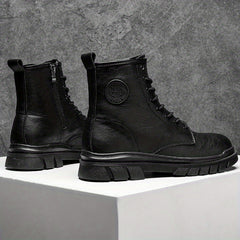 Men's Lace-up Ankle Boots Zipper Casual Walking Shoes