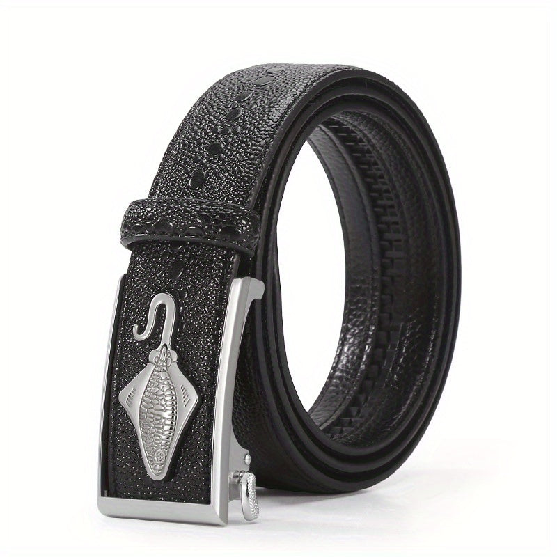 Men's Crocodile Pattern Leather Belt Automatic Buckle