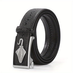 Men's Crocodile Pattern Leather Belt Automatic Buckle