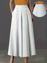 Solid Palazzo Pants Wide Leg With Pockets Women's Clothing