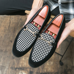 Men's Plaid Bit Loafer Shoes Casual Dress Shoes