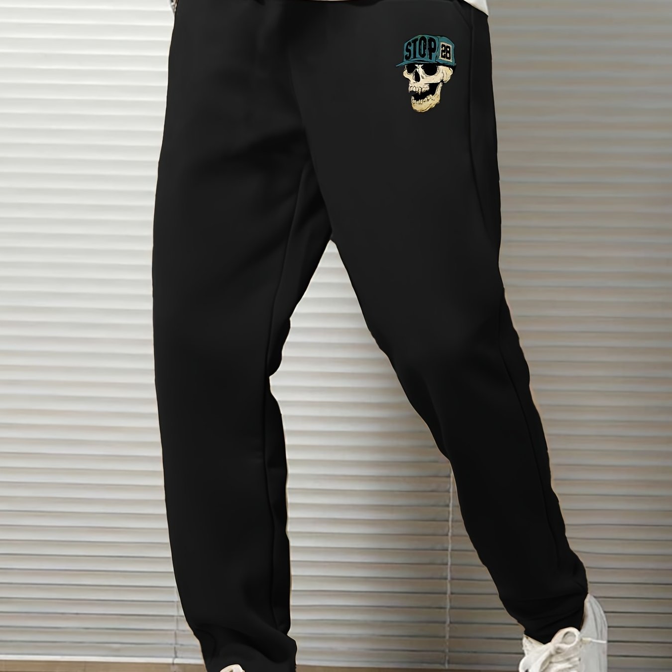 Men's Skull Print Jogger Pants Casual Loose Sweatpants