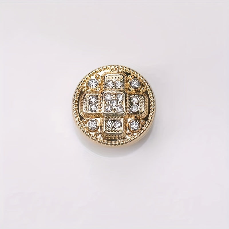 4pcs Plaid Inlaid Artificial Diamond Dress Tie Shirt Studs