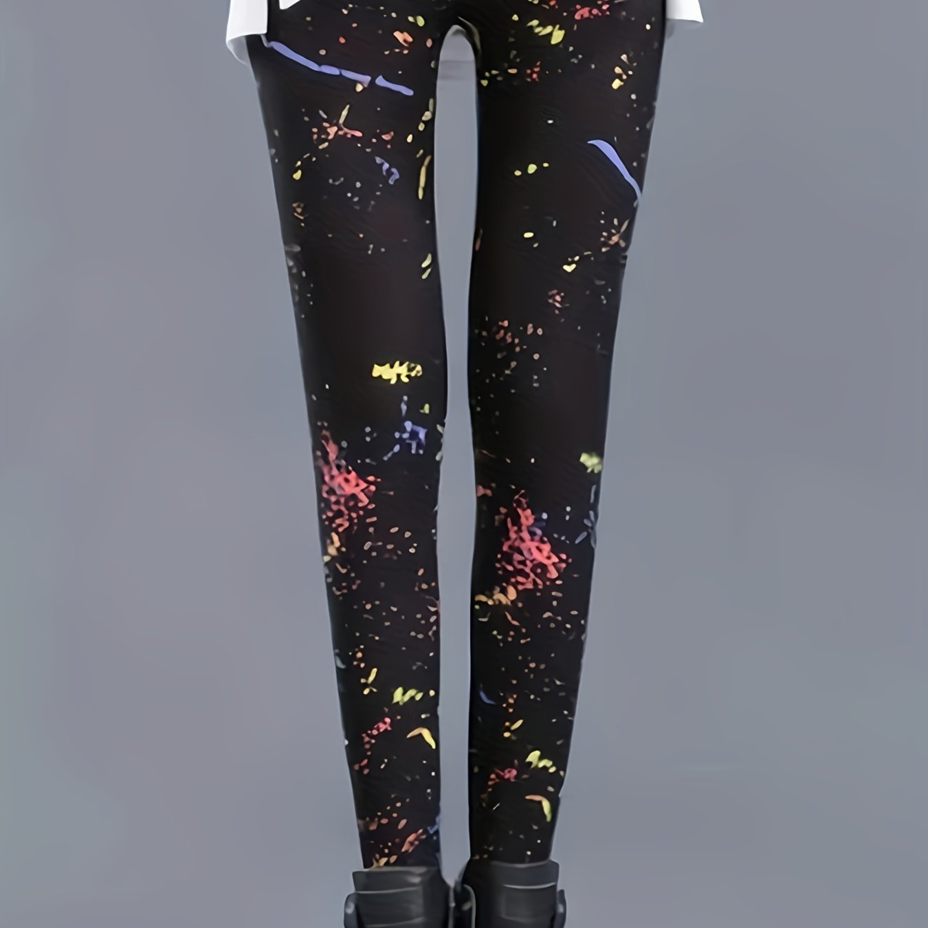 Graffiti Print Skinny Leggings Casual Women's Clothing