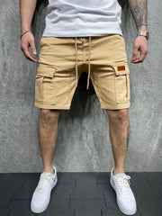 Men's Cotton Cargo Shorts with Drawstring Waist for Outdoor Activities