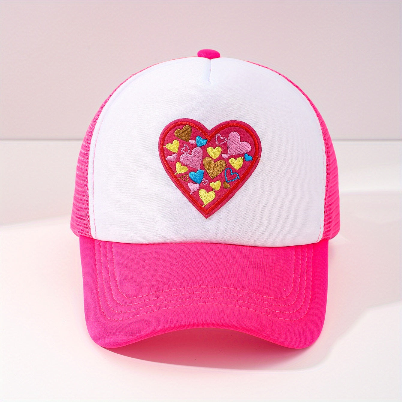 Heart Embroidered Mesh Baseball Cap For Couple