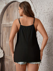 Sequin Eyelet Embroidered Lace Panel V Neck Cami Top