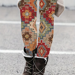 Western Pattern High Waist Leggings Casual Skinny Leggings