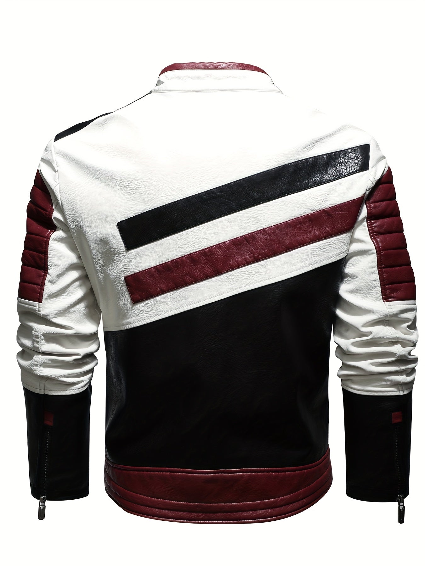 Men's Vintage Striped Cycling Jacket with Zipper Pocket