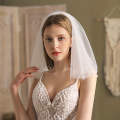 Short Double Layer Veil Plain Gauze Bridal Wedding Veil