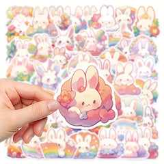 50pcs Rainbow Rabbit Stickers Laptop Mobile Phone DIY Decoration