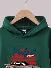 Boys Racing Car Print Hooded Sweatshirt for Spring Fall