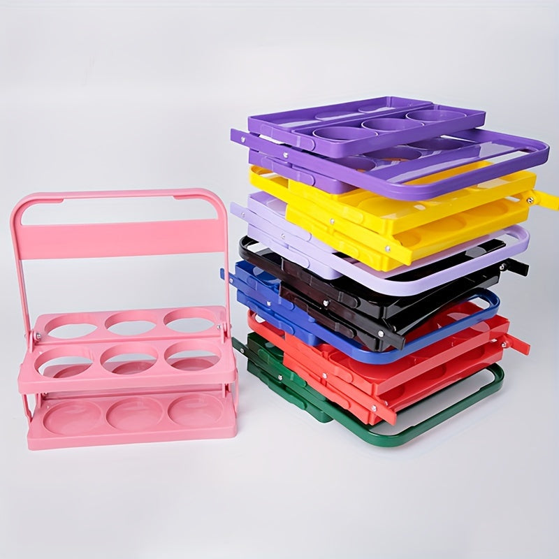 Portable 6 Bottle Plastic Folding Wine Rack Beer Basket