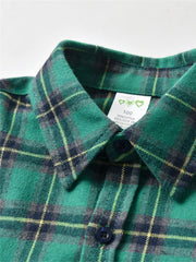 Boys Plaid Shirt with Bow & Suspender Trousers Set