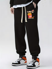 French Fries Print Drawstring Sweatpants Loose Fit Pants Men's