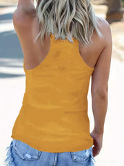 Sunflower Print Crew Neck Tank Top Sleeveless Summer Casual Women's Top