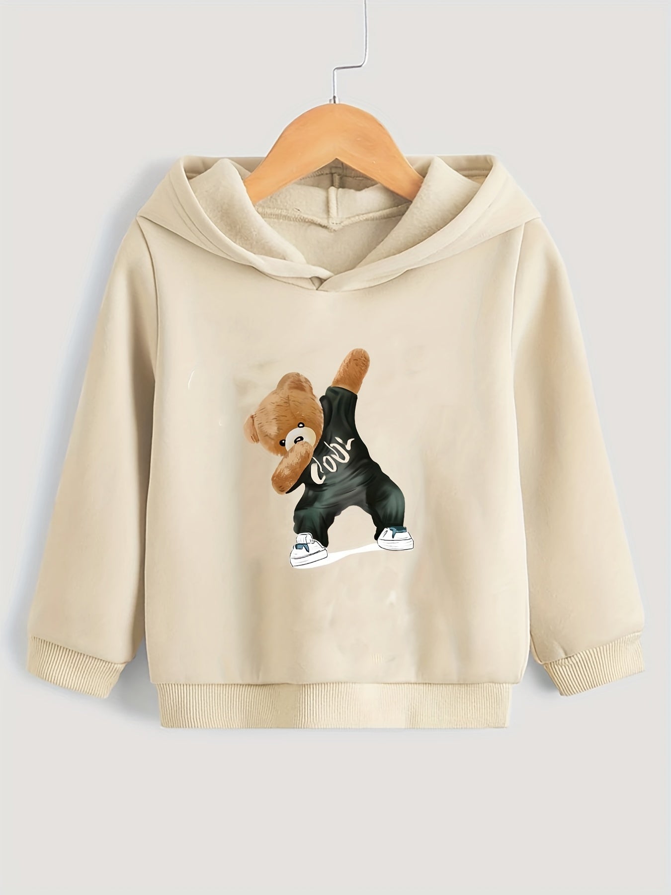 Teddy Bear Print Hoodie Boy's Casual Graphic Pullover Hoodie