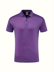 Men's Lapel Button Short Sleeve Shirt for Fitness Training