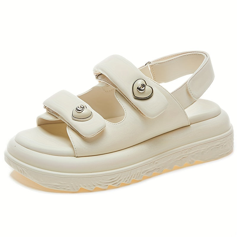 Women's Heart Decor Summer Sandals Thick Soled Platform Sanda