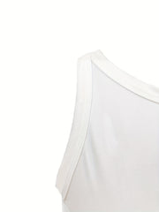 Eye & Eyelash Print Neck Tank Top Women's Sleeveless Top