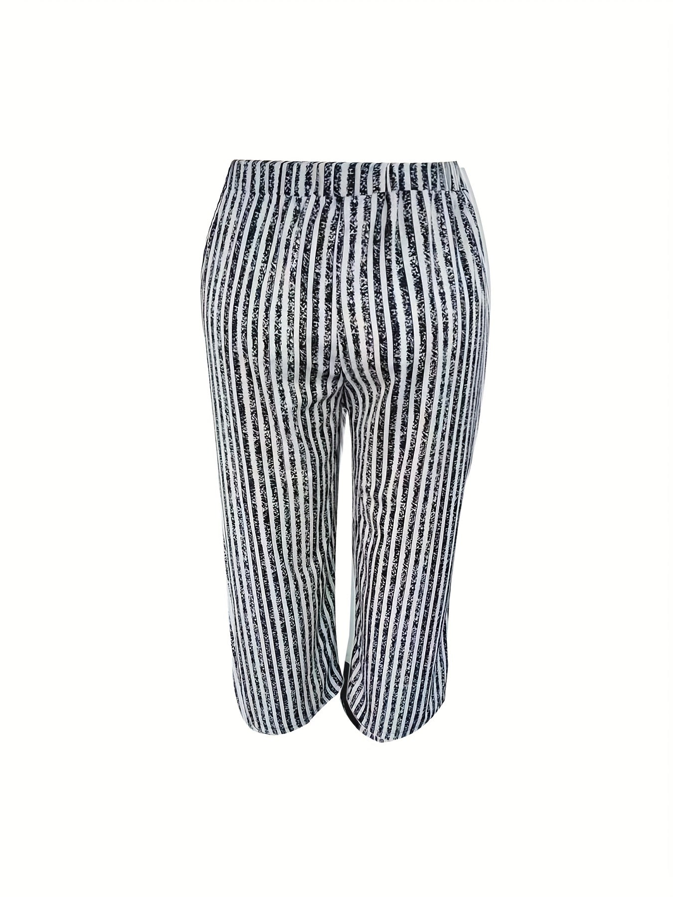 Stripe Print Elastic Drawstring Loose Fit Trousers