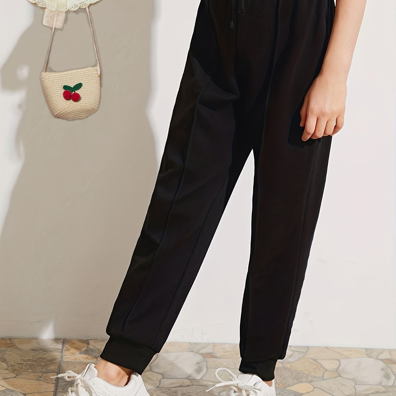 Girls High Waist Jogger Pants for Spring & Autumn
