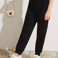 Girls High Waist Jogger Pants for Spring & Autumn