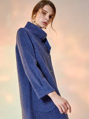 Solid Coat Casual Funnel Collar Bow Tie Outerwear Women's Clothing