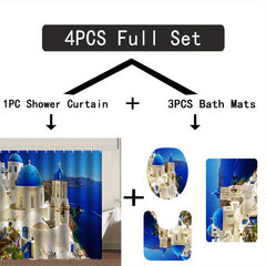 Greek Sea Of Love Shower Curtain Set Bathroom Decor