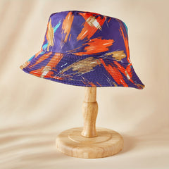 Purple Print Bucket Hat Graffiti Fisherman Cap Women